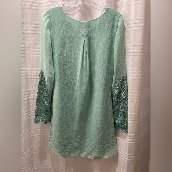 Dress the population mint sequin long sleeve dress - Picture 2 of 11